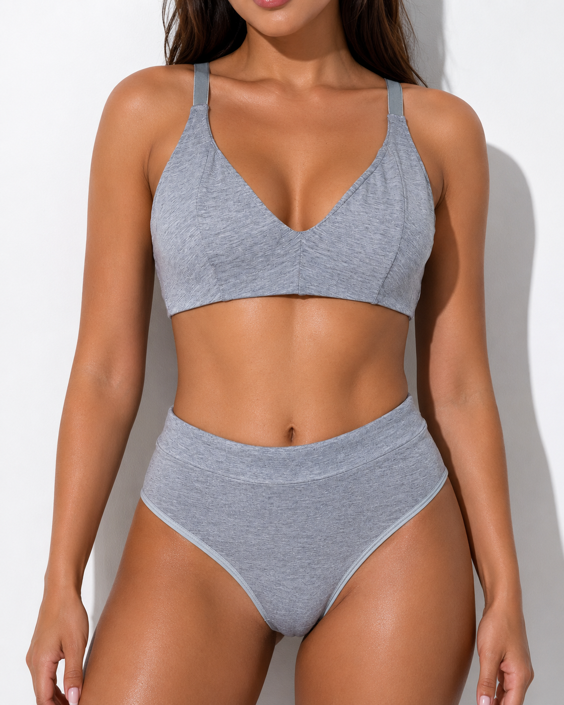 Conjunto Cós alto Lingerie Cinza